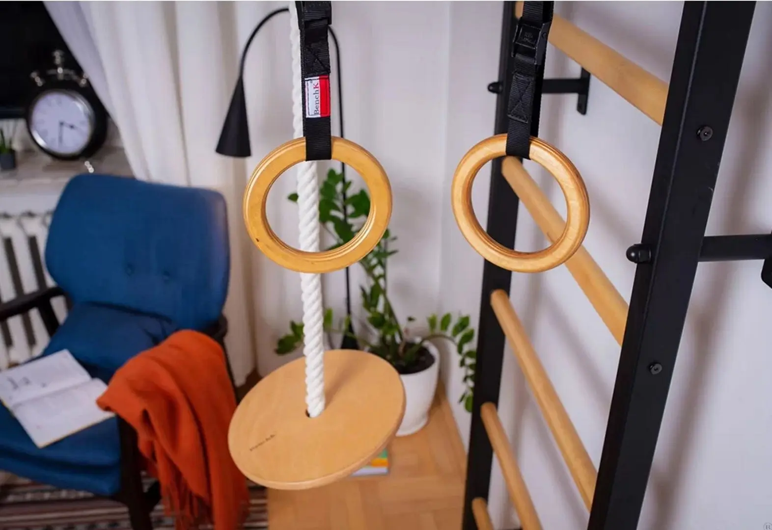 Шведская стенка BenchK 721B + A076 (Black/Wood)