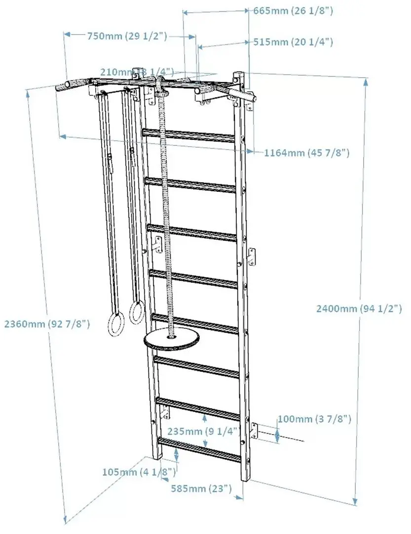 Шведская стенка BenchK 721B + A076 (Black/Wood)