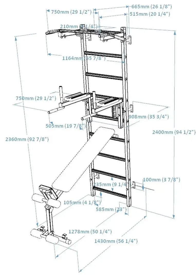 Шведская стенка BenchK 723B (Black/Wood)