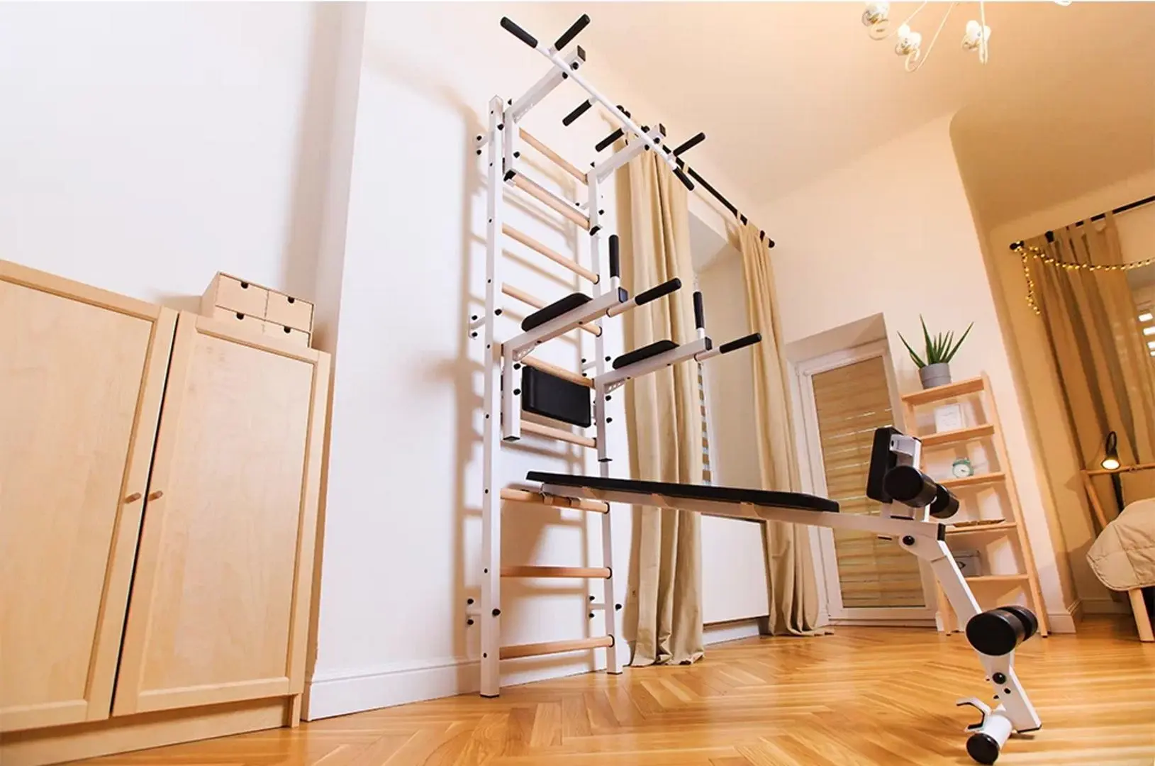 Шведская стенка BenchK 733W (White/Wood)