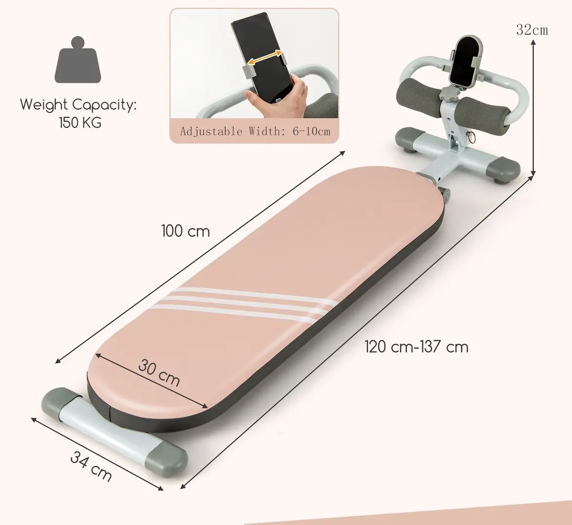 Banca abdominala Costway FH10108PI (Pink)