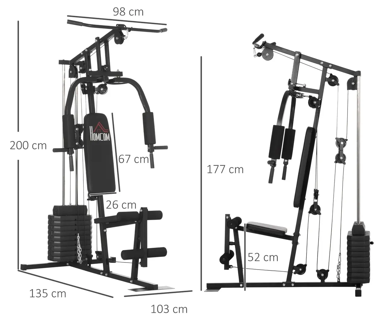 Многофункциональный тренажер Homcom A91-176 (Black)