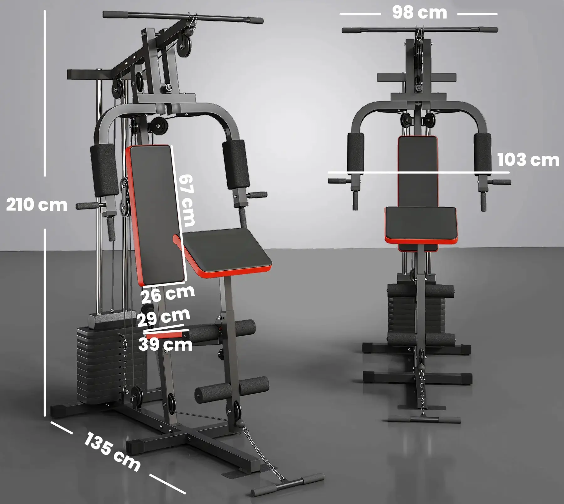 Aparat multifunctional sportiv Homcom A91-178RD (Black/Red) - 3