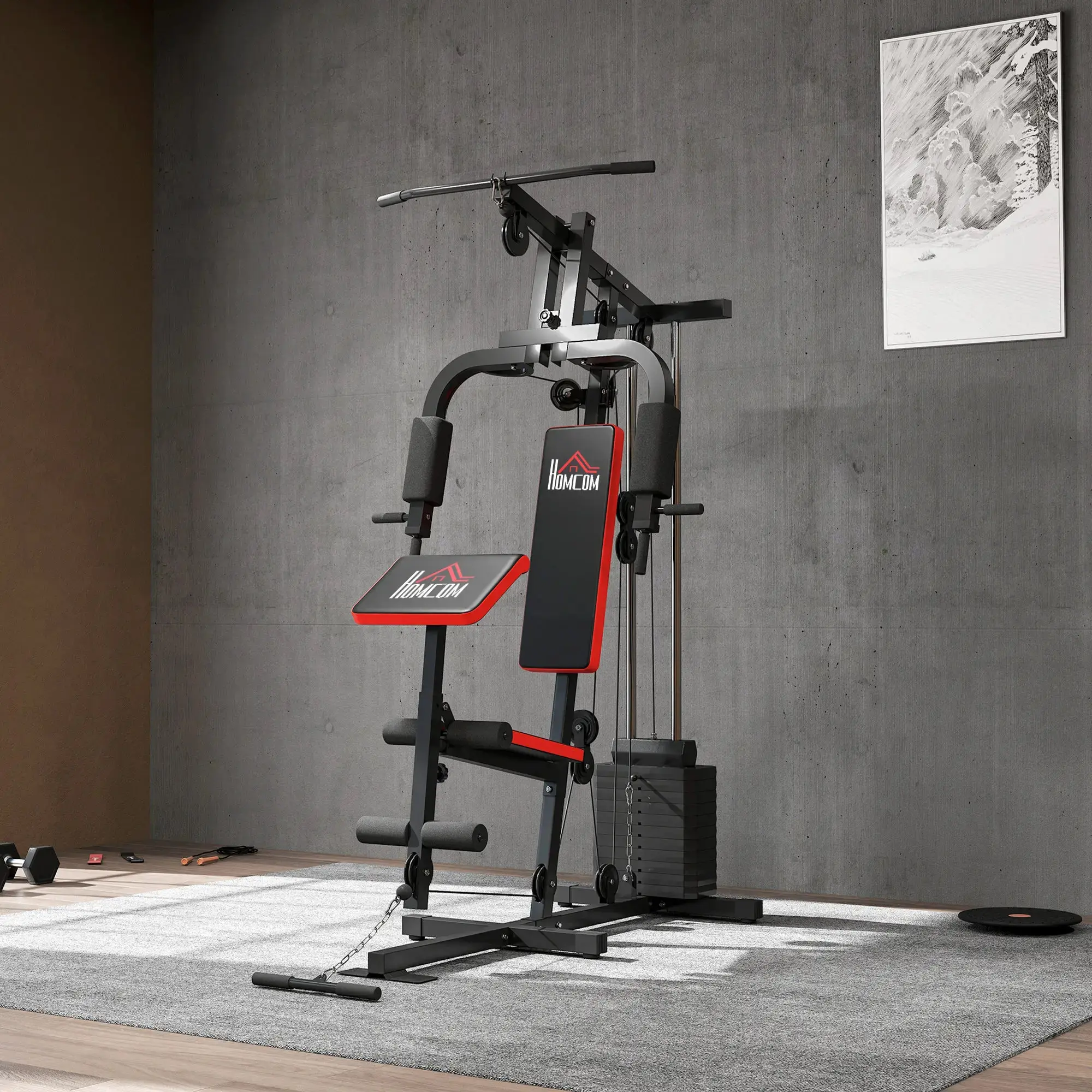 Aparat multifunctional sportiv Homcom A91-178RD (Black/Red) - 4