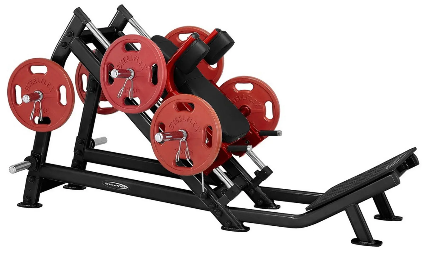 Aparat presa picioare Steelflex Plateload Line PLHP (Black/Red)