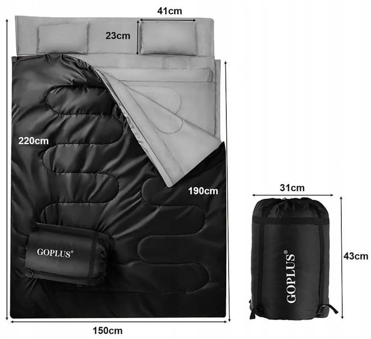 Sac de dormit dublu Costway OP3650BK (Black) - 5