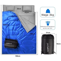 Sac de dormit dublu Costway OP3650LS (Blue) Thumb