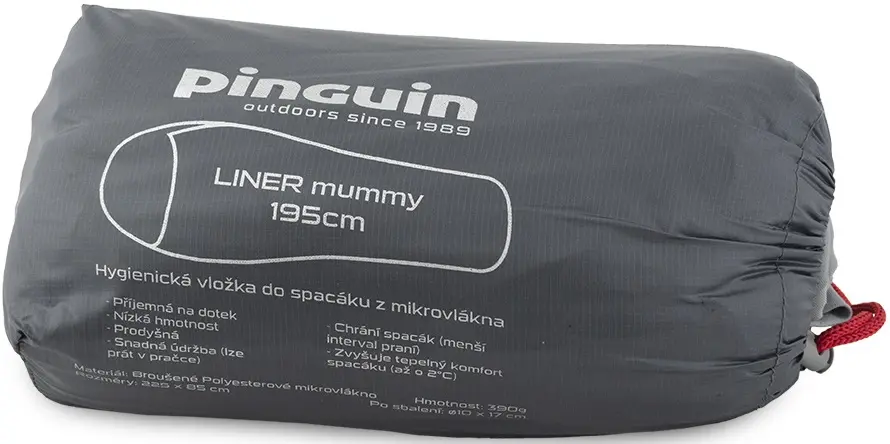 Sac de dormit Pinguin Liner Mummy 175 Right (Grey)