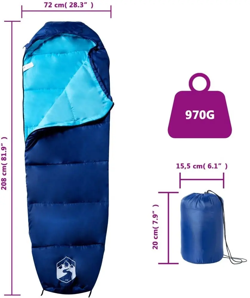 Спальный мешок VidaXL 94503 (Navy Blue/Blue) - 5