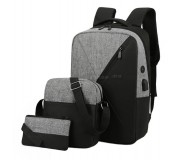 Set rucsac + geanta + borseta Aptel BQ51D (Black/Grey)