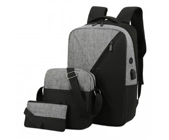 Set rucsac + geanta + borseta Aptel BQ51D (Black/Grey)