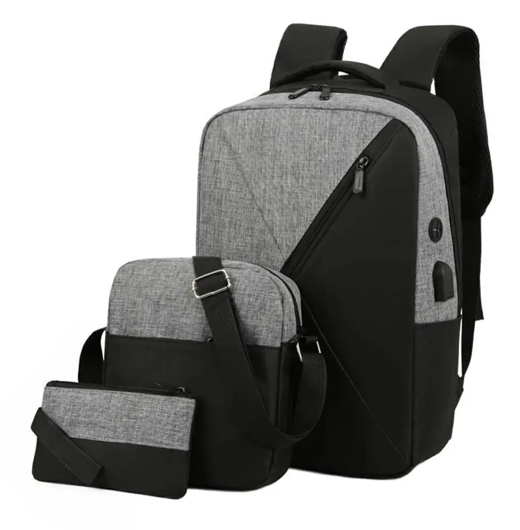 Set rucsac + geanta + borseta Aptel BQ51D (Black/Grey)