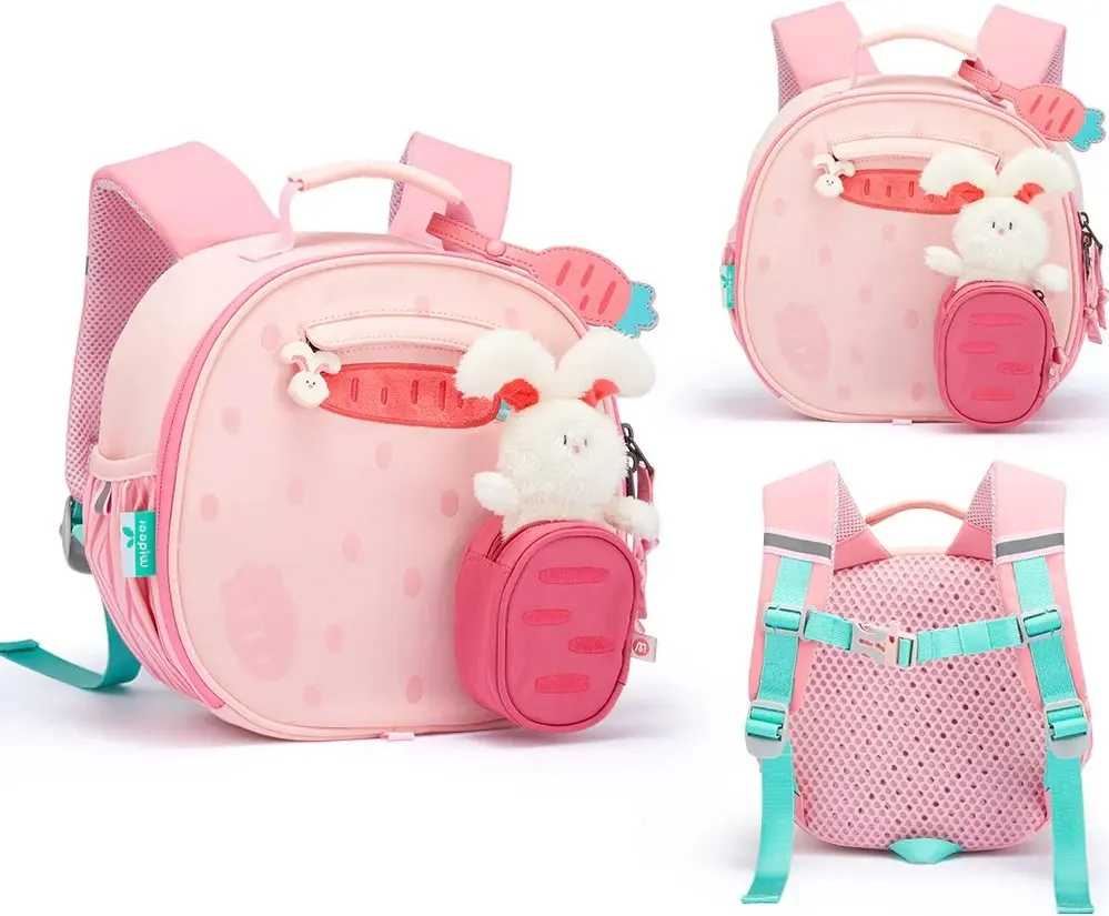 Rucsac pentru copii Mideer Snuggle Square Bunny (Pink)
