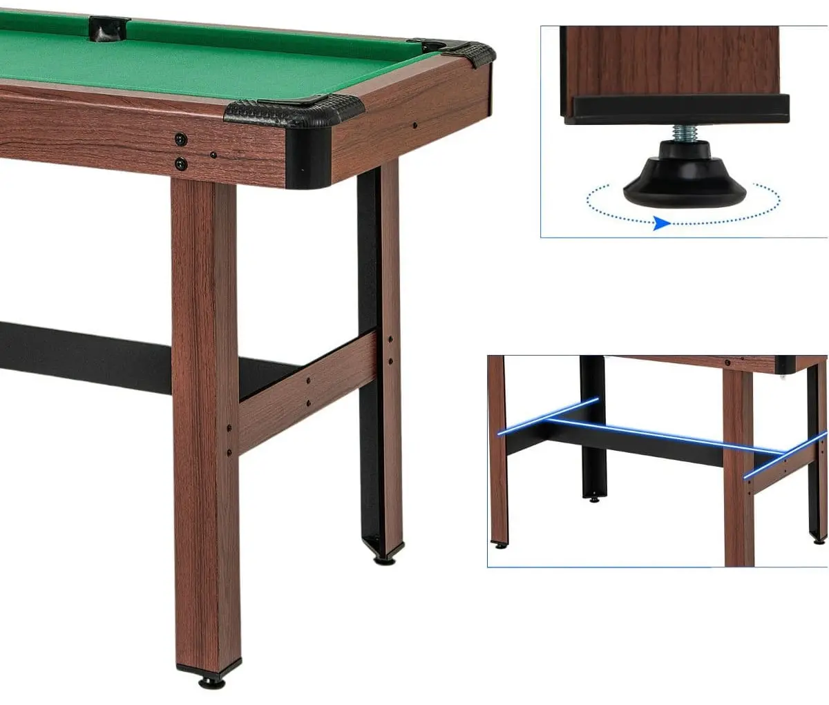 Masa de biliard Costway UY10104GN (Brown/Green) - 4