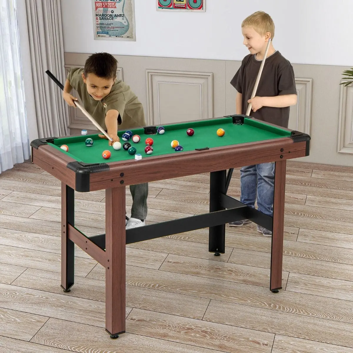 Masa de biliard Costway UY10104GN (Brown/Green) - 6