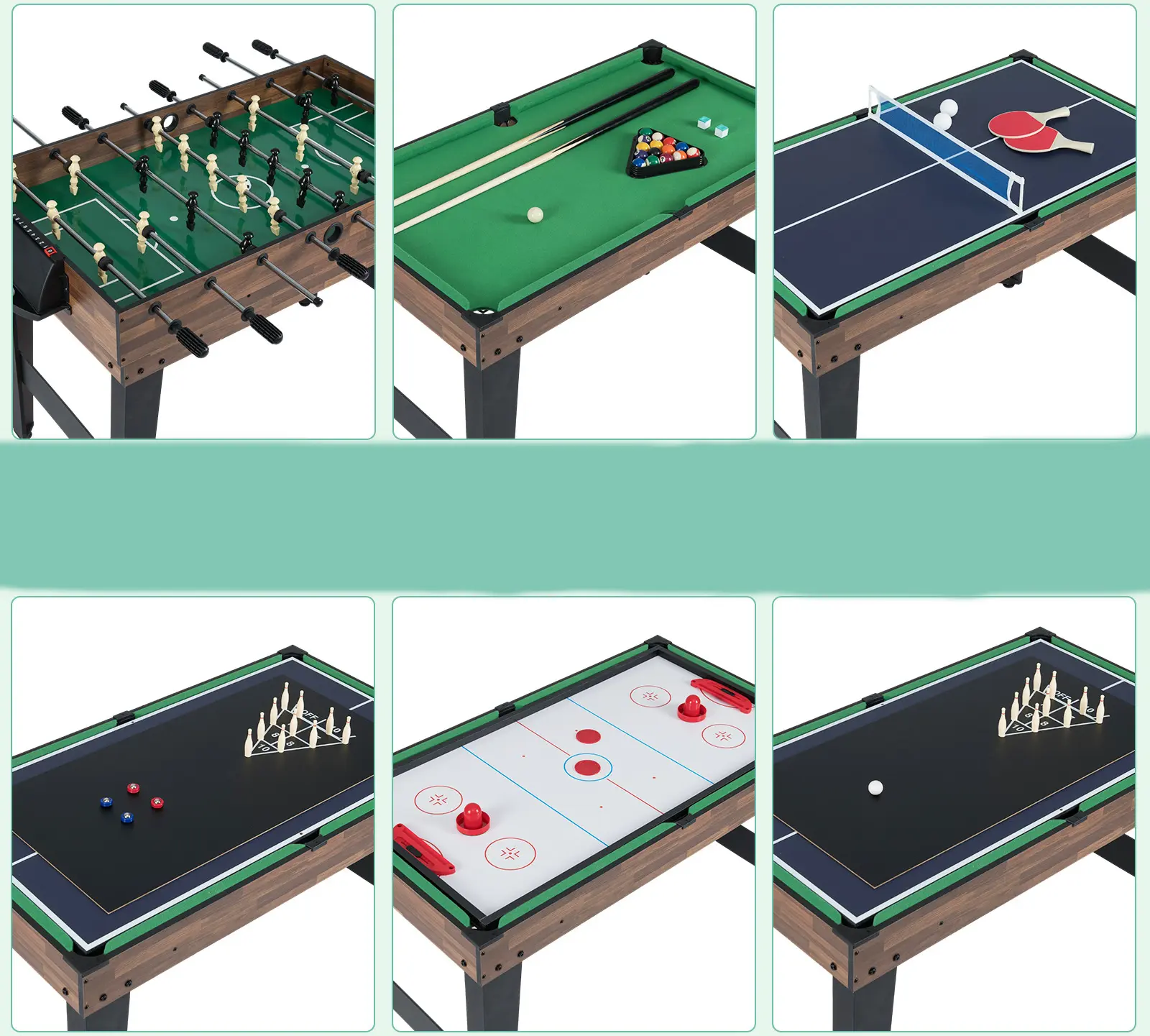 Игровой стол 10в1 Costway UY10243BN (Black/Brown) - 3