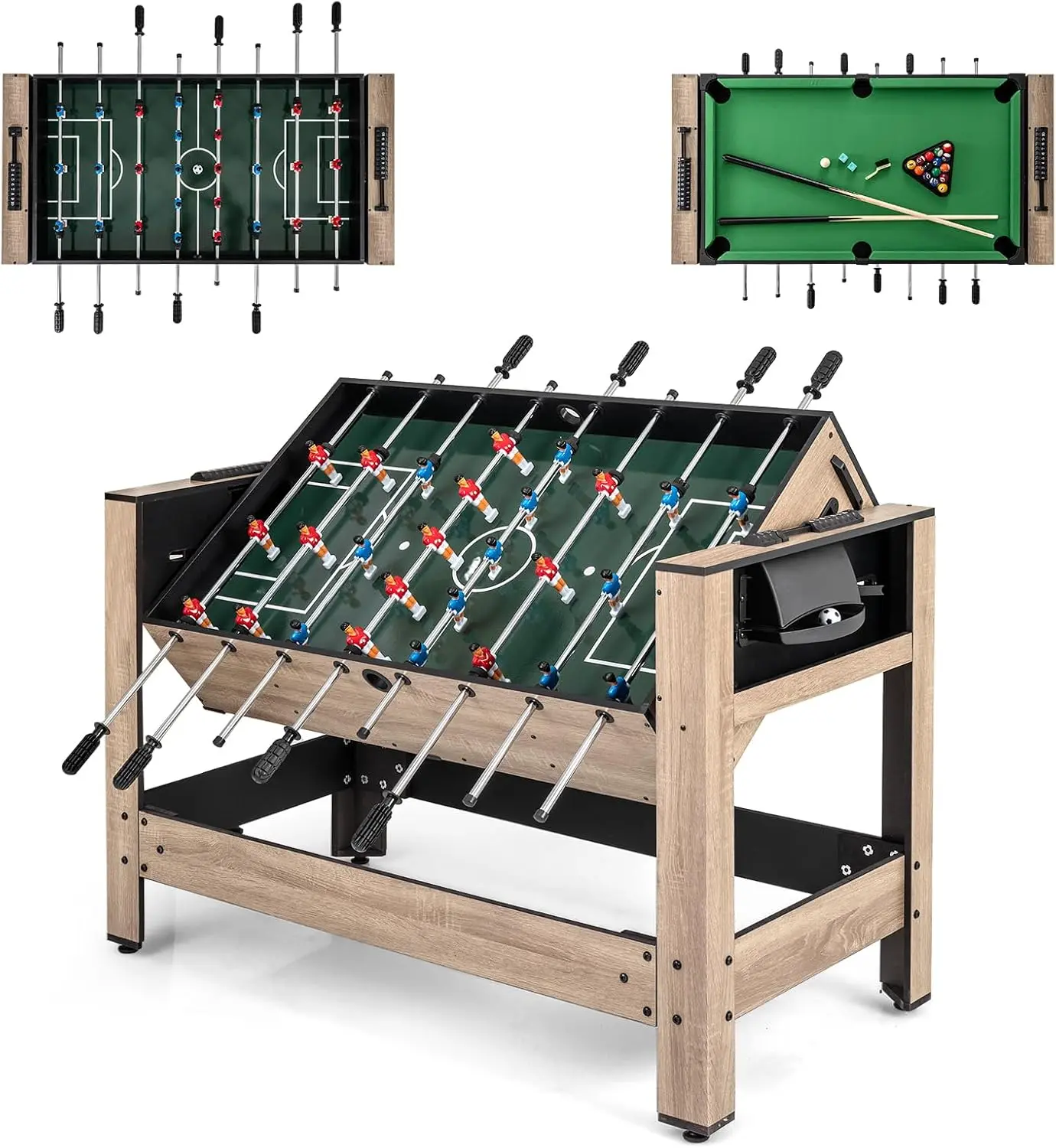 Игровой стол 2в1 Costway UY10272BN (Brown/Black) - 2