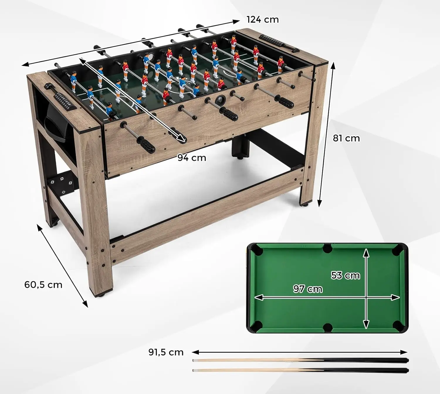Игровой стол 2в1 Costway UY10272BN (Brown/Black) - 3