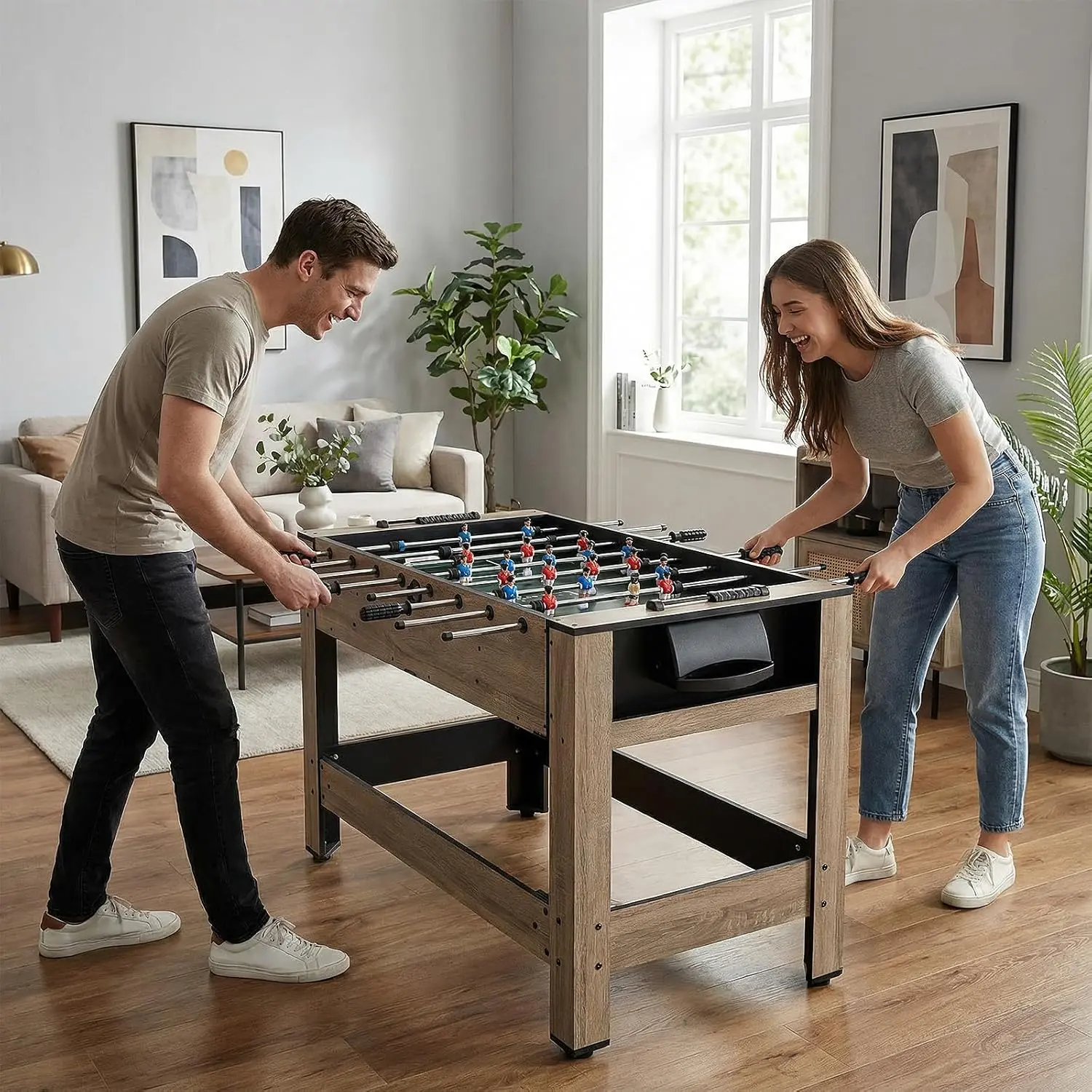 Игровой стол 2в1 Costway UY10272BN (Brown/Black) - 4