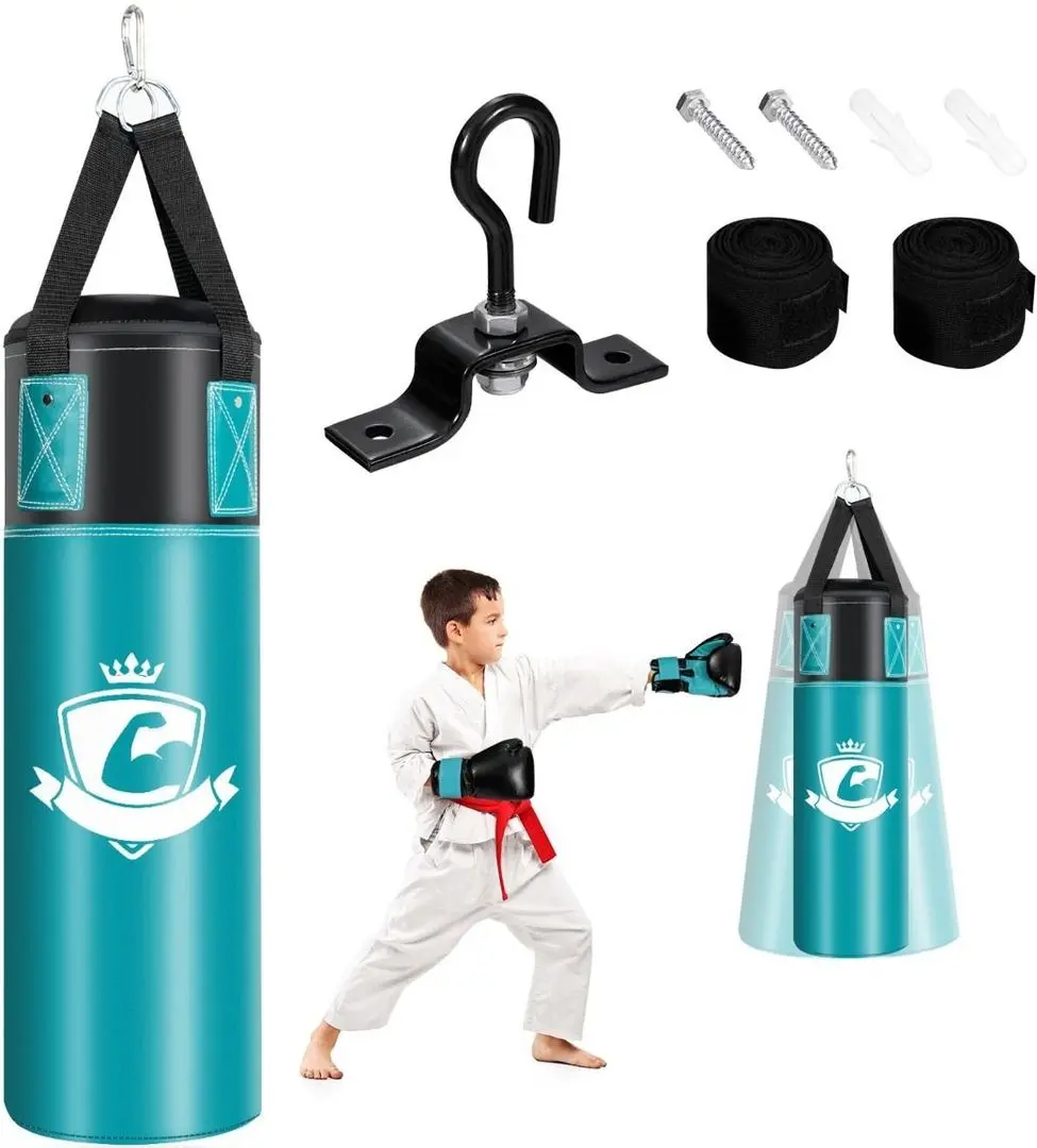 Sac de box + manusi + bandaje box Costway SP37567TU (Black/Turquoise)