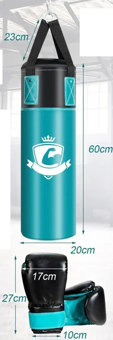 Sac de box + manusi + bandaje box Costway SP37567TU (Black/Turquoise)