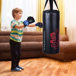 Боксерский мешок + перчатки + скакалка Costway SP34952 (Black/Red) Thumb