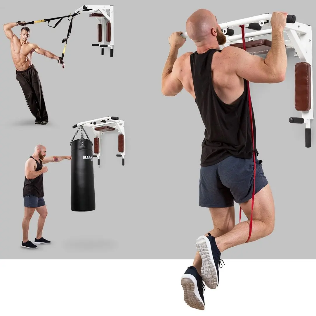 Bara tractiuni pentru perete 2in1 Klarfit Bouncer MultiGym (White)