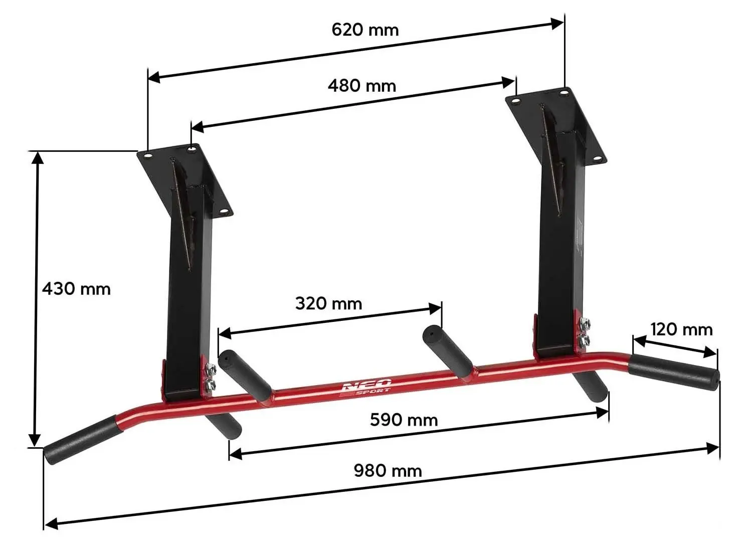 Bara tractiuni pentru tavan Neo-Sport NS-317 (Black/Red)