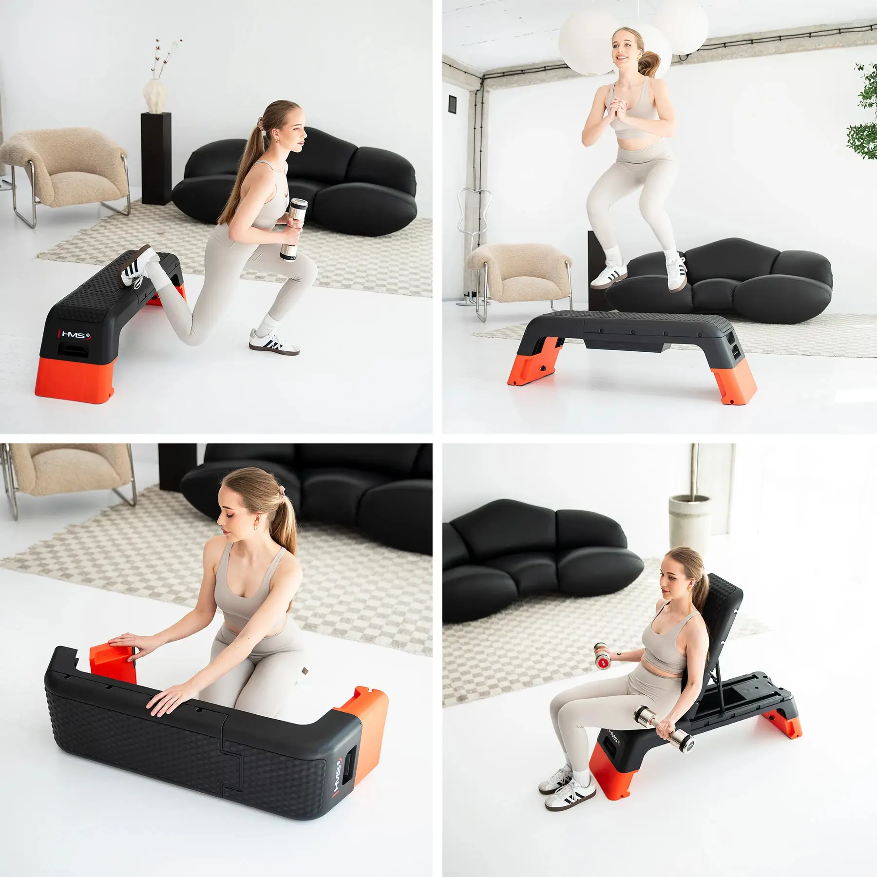 Step-platforma reglabila 2in1 HMS AS009 Pro (Black/Orange)