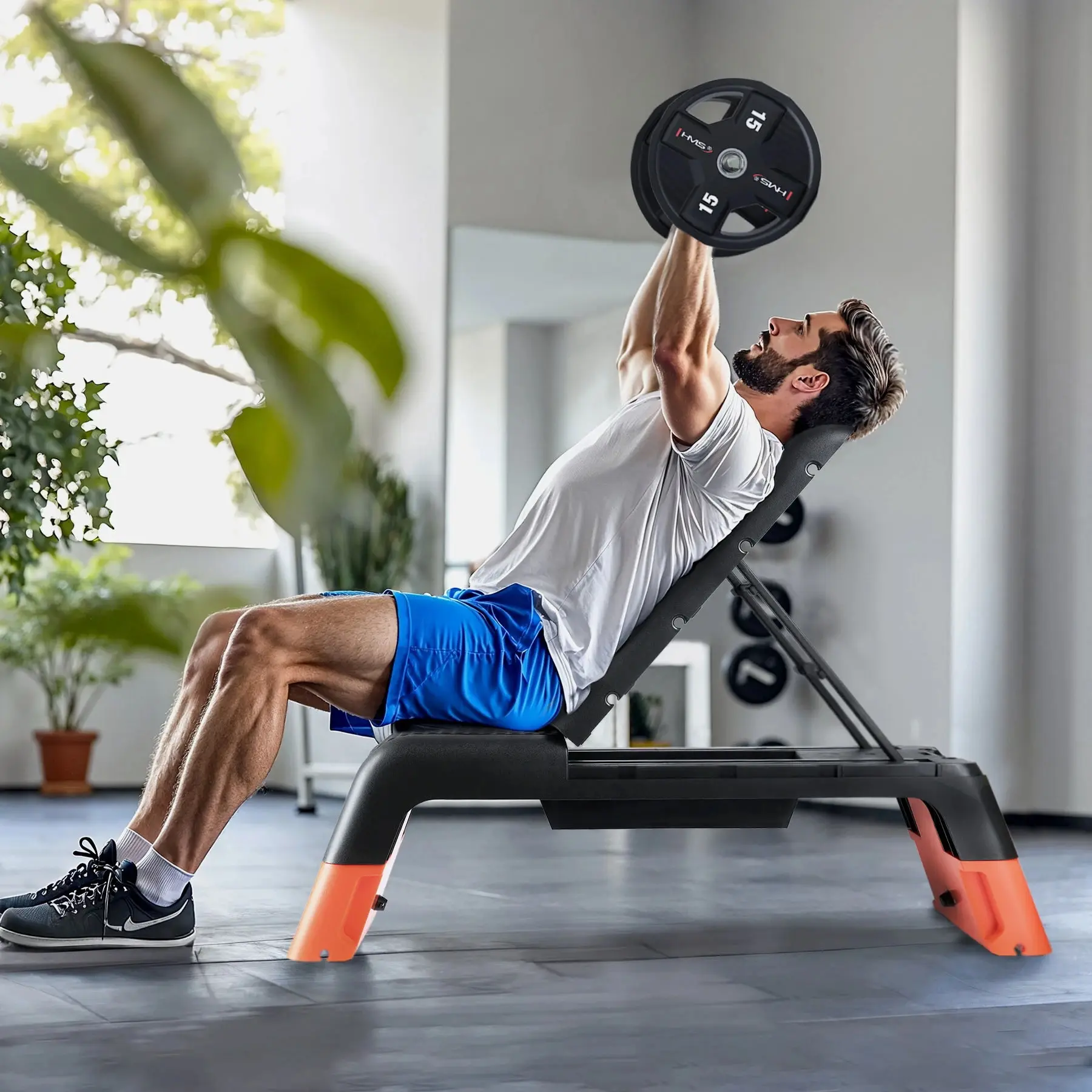 Step-platforma reglabila 2in1 HMS AS009 Pro (Black/Orange)