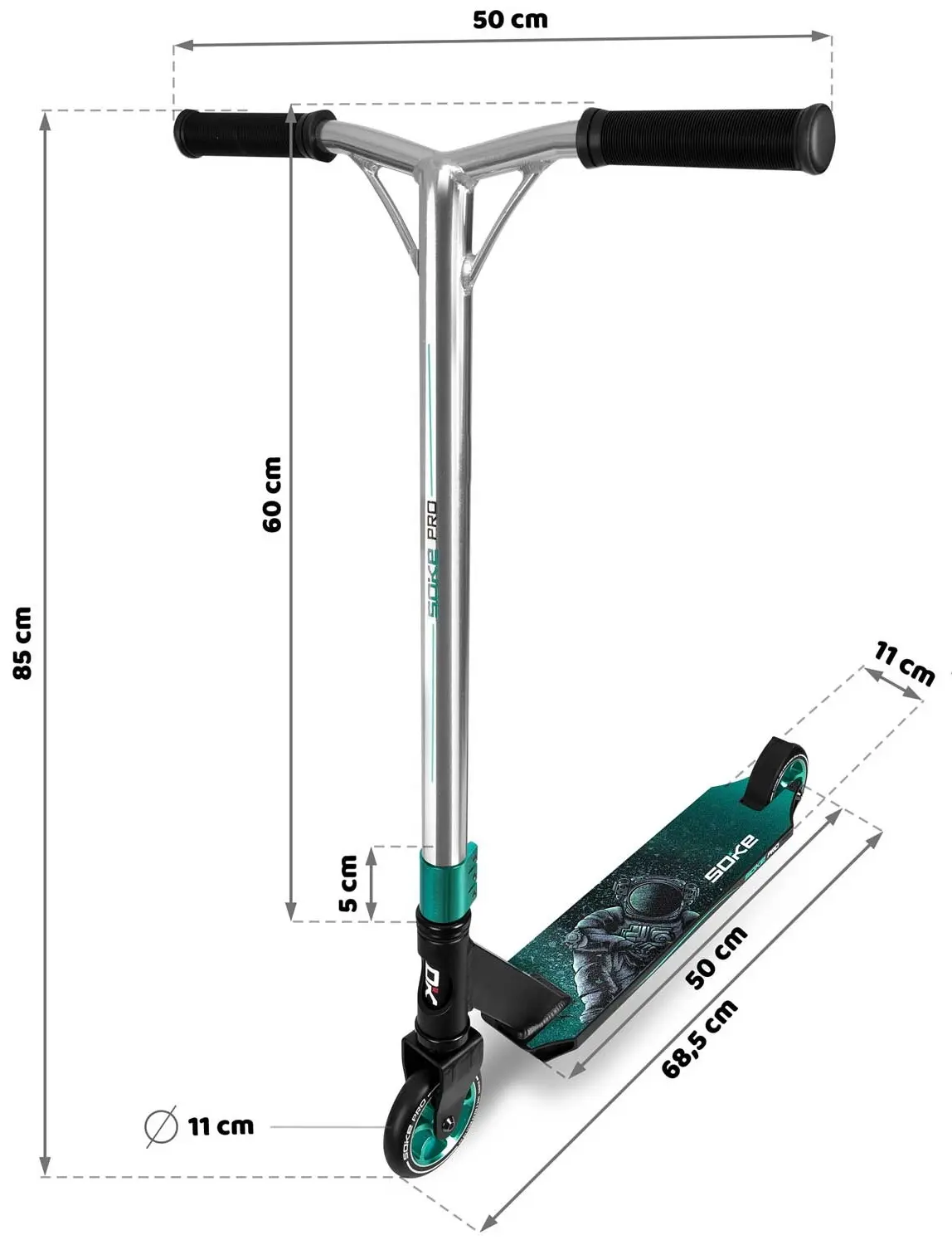 Trotineta Soke Pro 1524-801209 (Silver/Turquoise) - 5