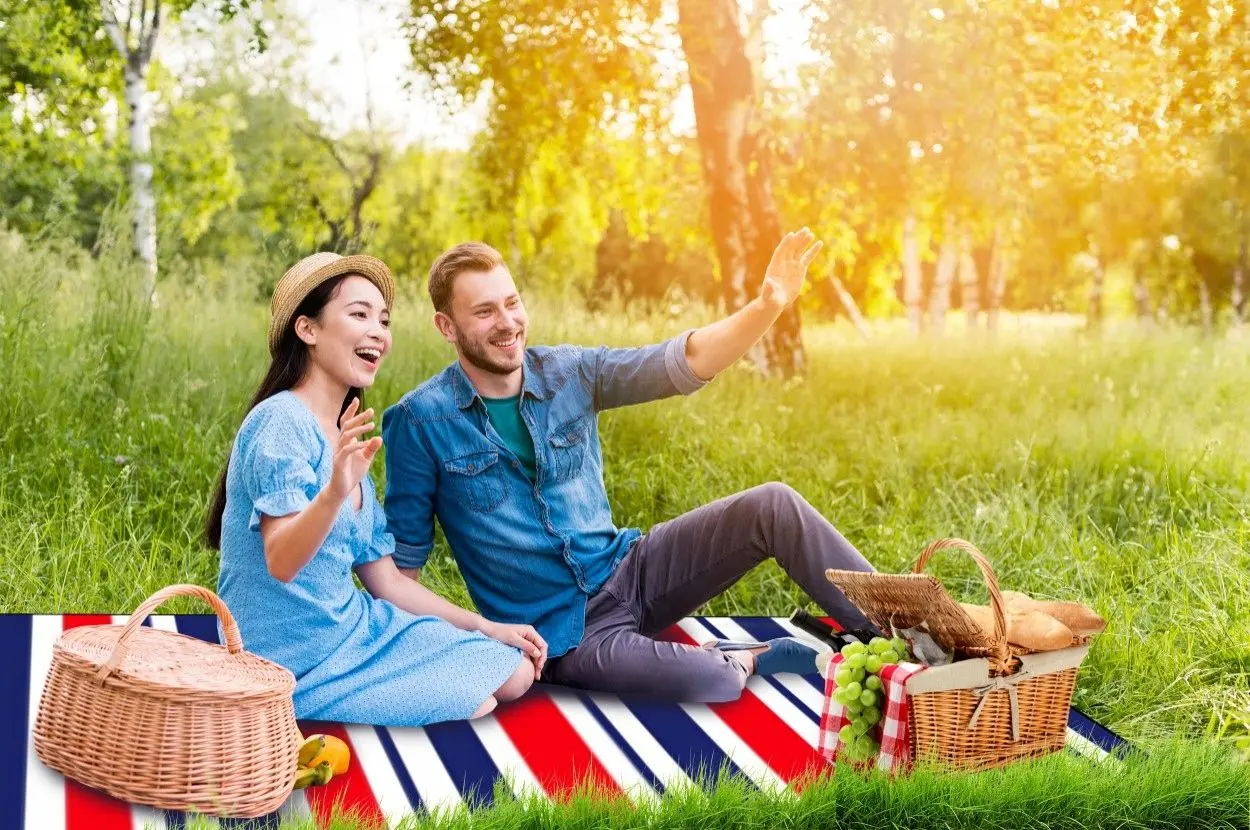 Patura pentru picnic Carruzzo L19C 200x200cm (Blue/Red)