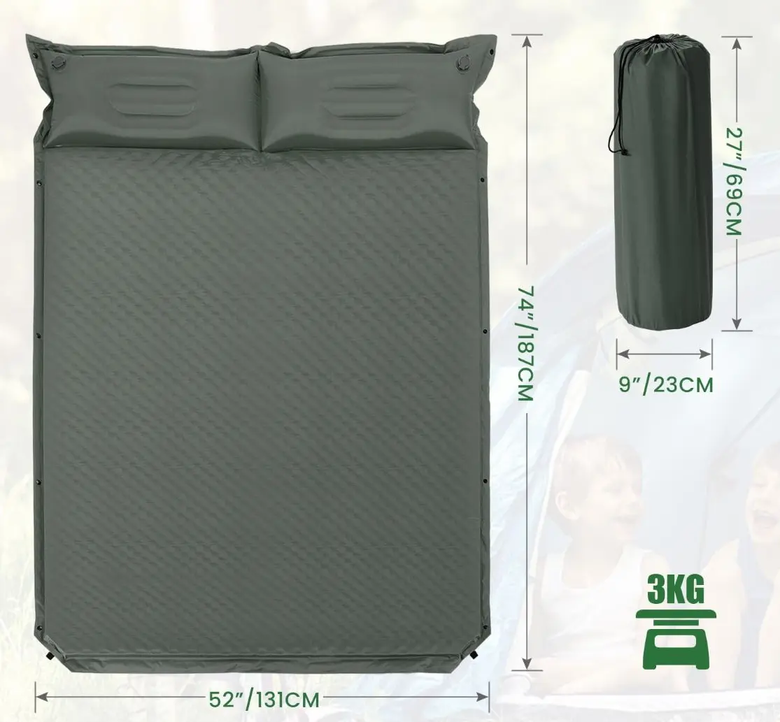 Saltea autogonflabila dubla Costway OP70722GN (Green)