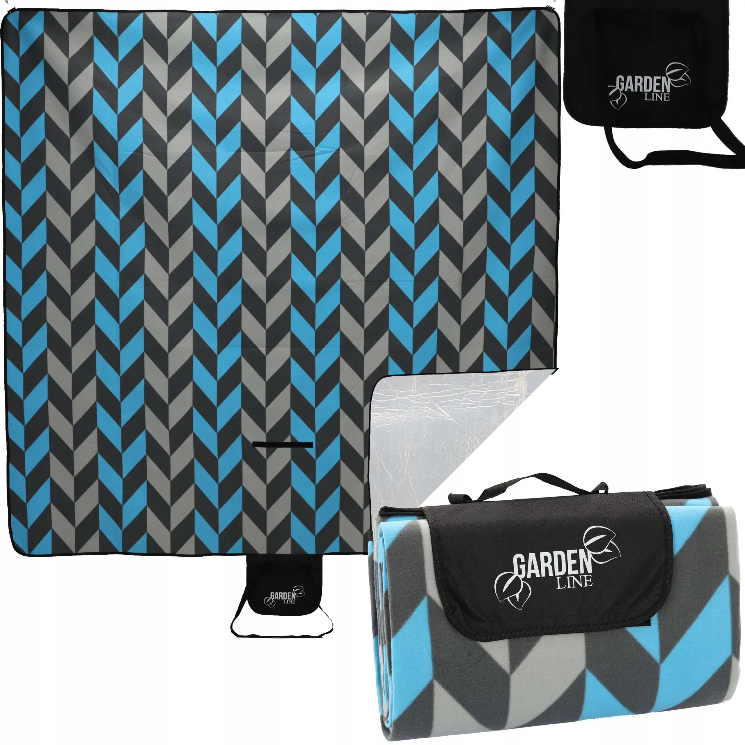 Patura pentru picnic GardenLine Herringbone 5783 (Blue/Black) - 4