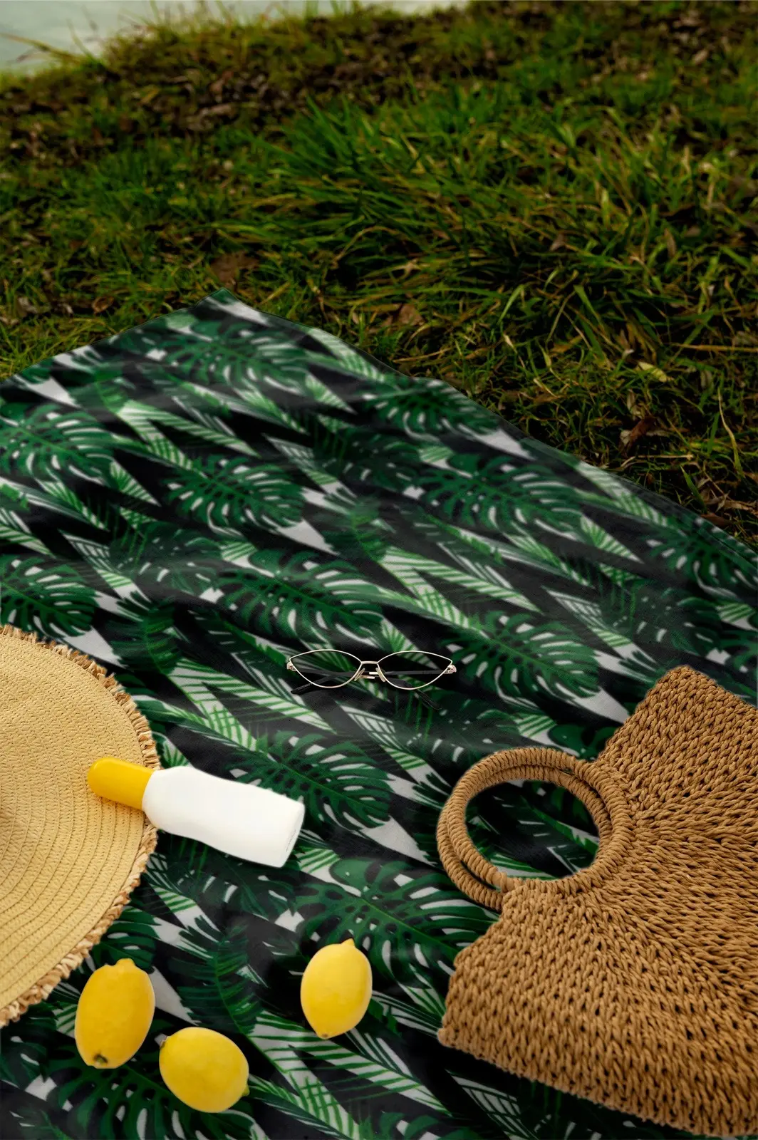 Patura pentru picnic GardenLine Monstera 5769 (Green/Black) - 6