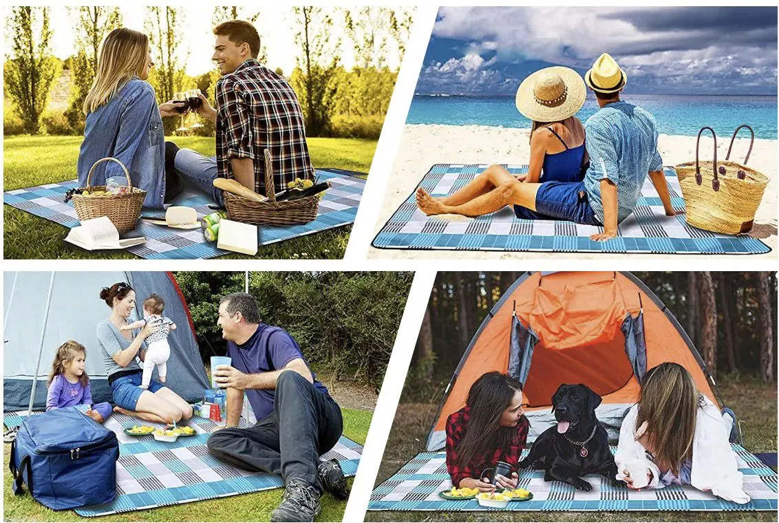 Patura pentru picnic Trizand 21077 200x200cm (Grey/Blue)