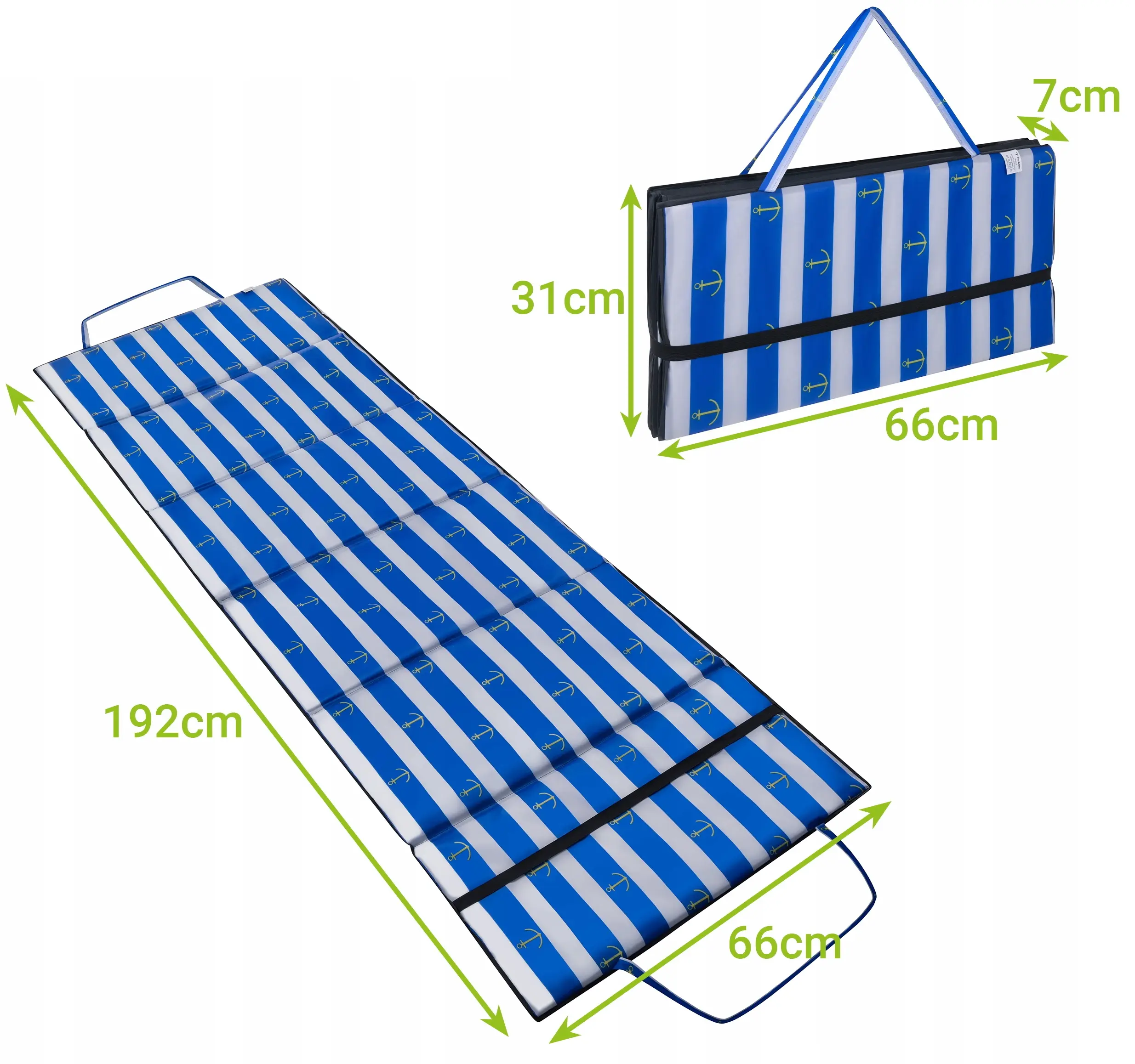 Складной пляжный коврик Trizand 27665 (Blue/White) - 7
