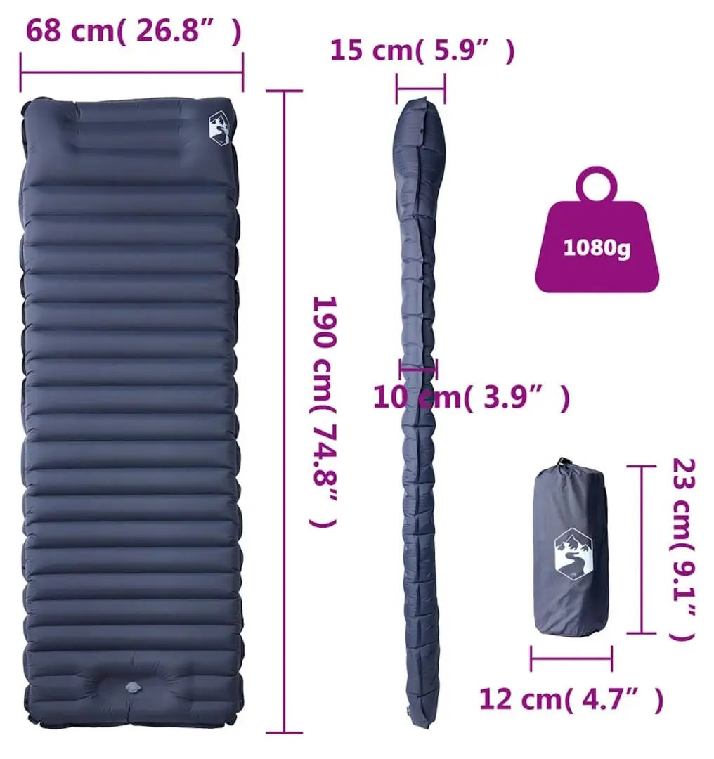 Надувной коврик VidaXL 4007118 (Grey) - 5
