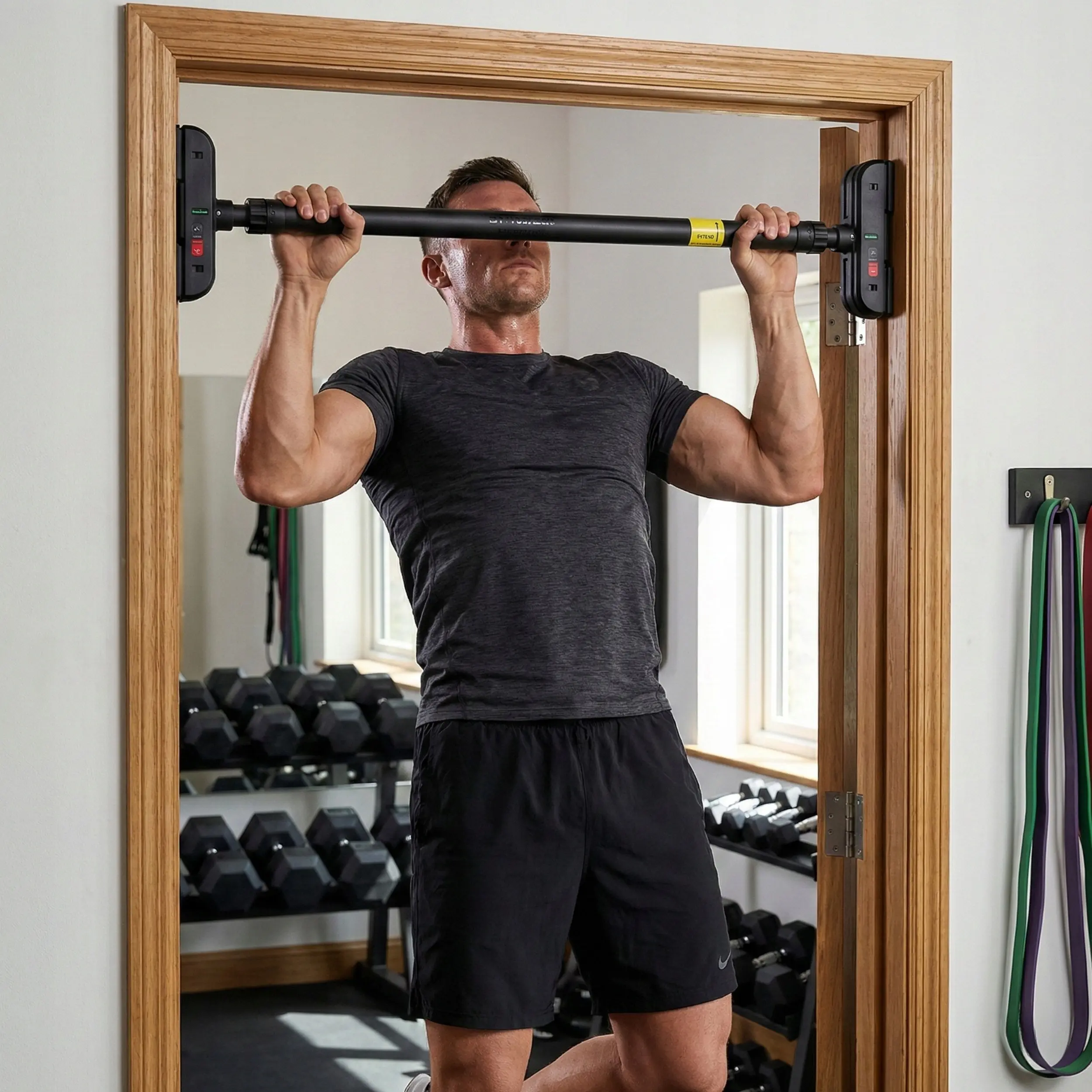 Bara de tractiuni pentru usa FunFit Gym&Fitness 4591 (Black) - 12