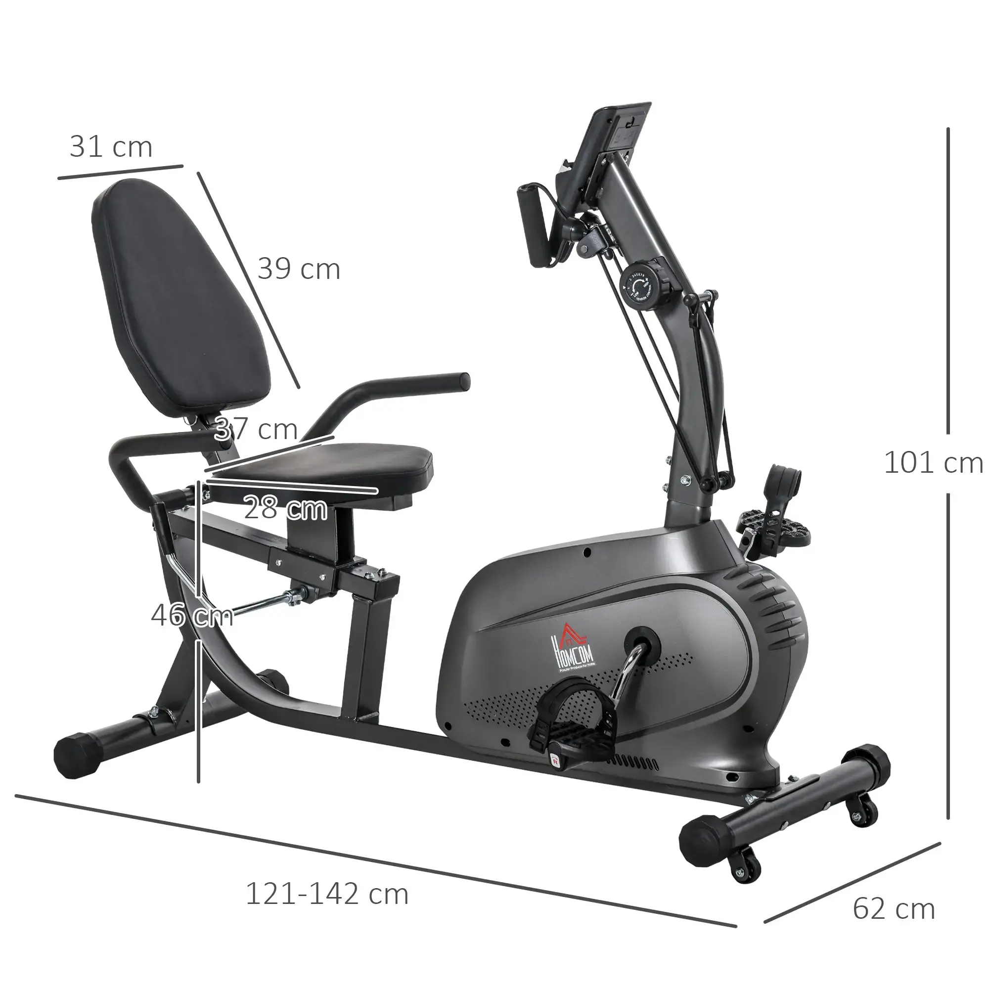 Bicicleta fitness Homcom A90-231 (Black/Grey) - 3