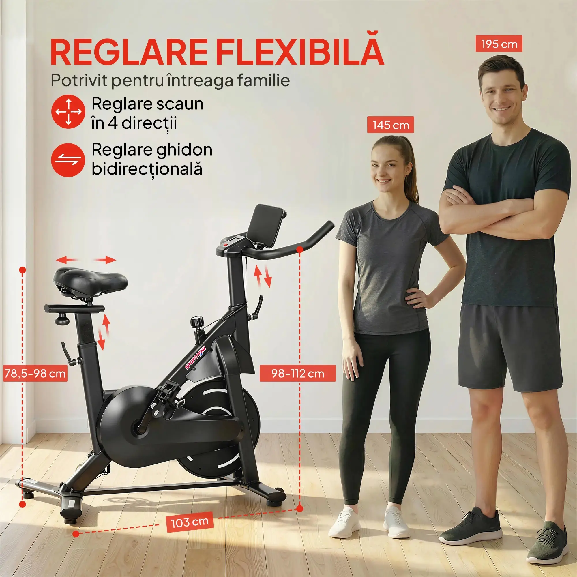 Bicicleta fitness Sportnow A90-422V00BK (Black) - 9