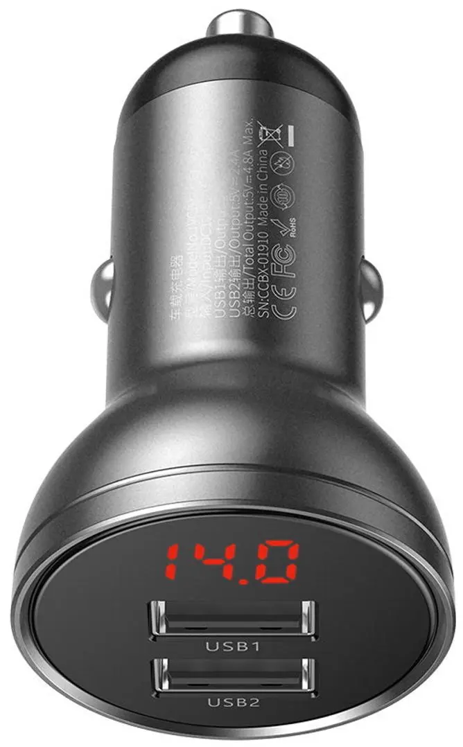 Автомобильное зарядное устройство Baseus Digital Display CCBX-0G (Gray)