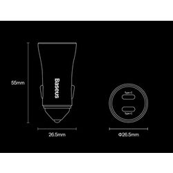 Incarcator auto Baseus Golden Contactor Pro Dual Quick Charger Car Charger U+C 40W (Black) Thumb
