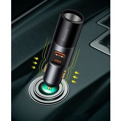 Автомобильное зарядное устройство Baseus Share Together Fast Charge with Cigarette Lighter Expansion (Black) Thumb