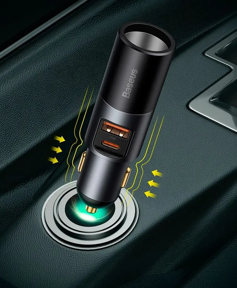 Автомобильное зарядное устройство Baseus Share Together Fast Charge with Cigarette Lighter Expansion (Black)