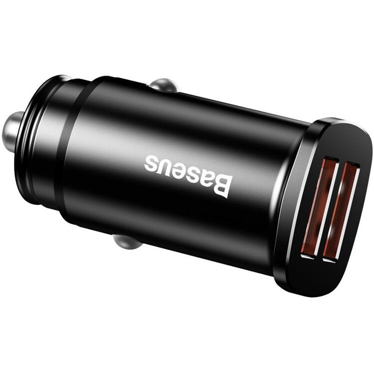 Автомобильное зарядное устройство Baseus Square Metal A+A 30W Dual QC3.0 (Black)