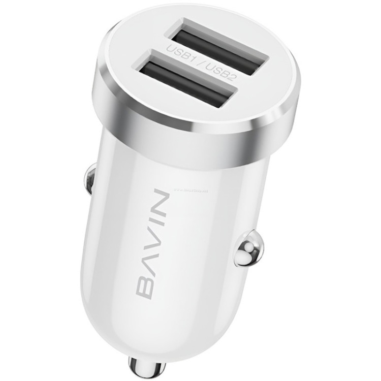 Автомобильное зарядное устройство Bavin PC862LIWH + кабель Lightning (White)