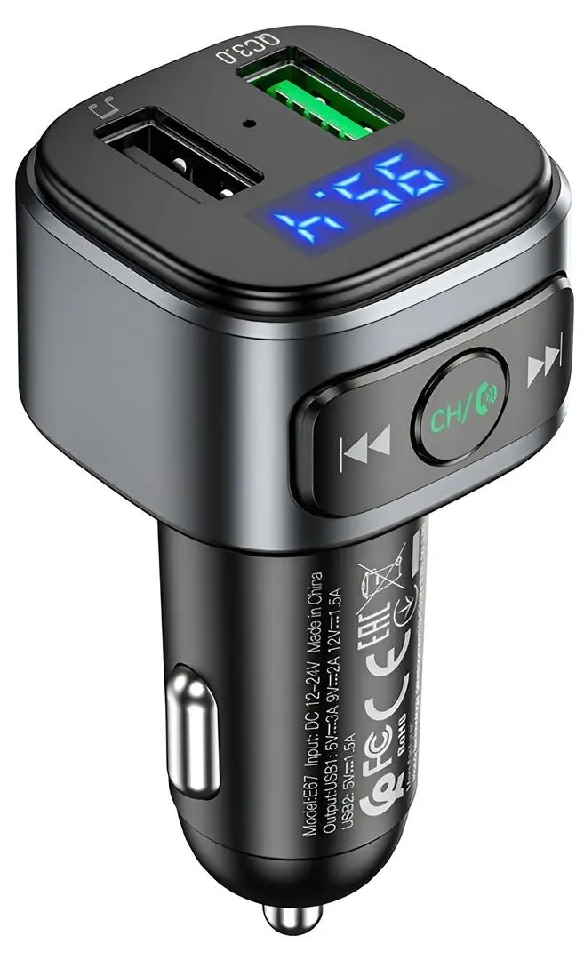 Автомобильное зарядное устройство Hoco E67 Fighter (Black)