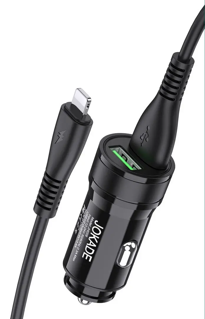 Incarcator auto Jokade JH010 + cablu USB to Lightning (Black)