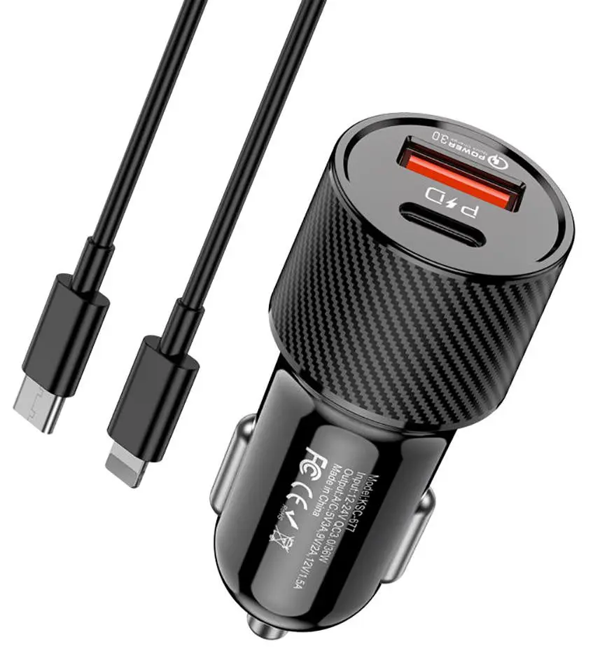 Автомобильное зарядное устройство Kakusiga KSC-678 + Lightning (Black)